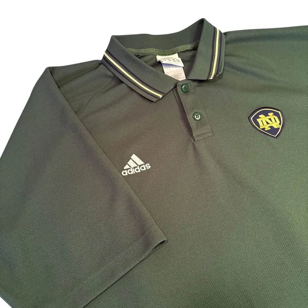 Adidas‎ Notre Dame Football Golf Polo Green Shirt Sz XL